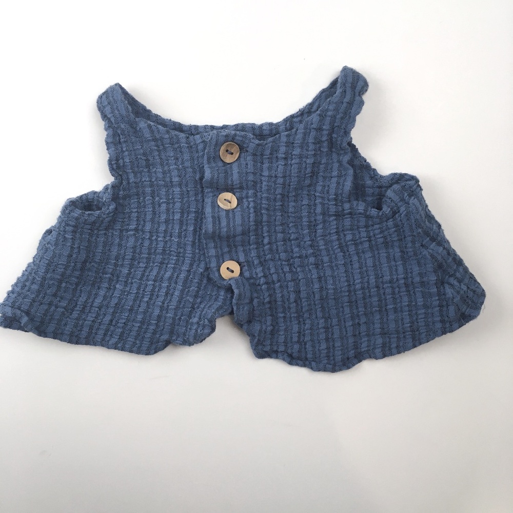 Baby Crop Tank Top 12-18 Month ZARA Blue Button Up